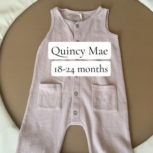 Quincy Mae Sleeveless Waffle Knit Romper in Mauve